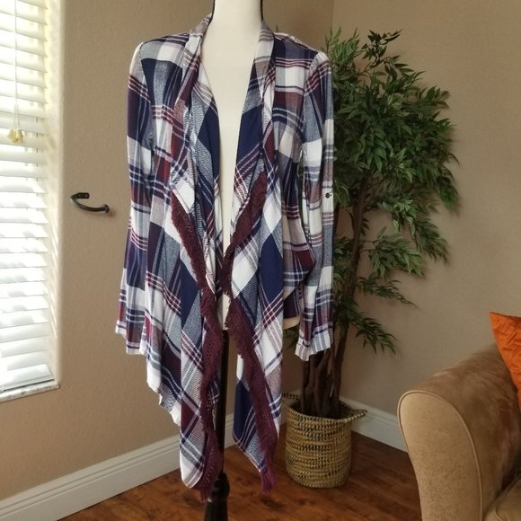 VENUS | Sweaters | Venus Plaid Fringe 